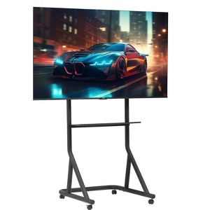 GTPLAYER Monitor Stand, Mobile TV Stand with Adjustable Height for 32-65 Inch Display TV, Black - 1 of 4
