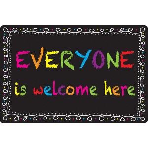 Smart Poly® Welcome Mat with Slip Resistant Backing, 15.5" x 23.5", Chalk Loops Everyone Welcome - 1 of 4