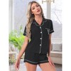 INSPIRE CHIC Women's 2 Pcs Heart Print Cute Short Sleeve Button Downs Shirt with Shorts Lounge Pajama Sets - 3 of 4