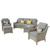 XIZZI 5 Pieces Wicker Furniture, Outside Conversation Set, 3-Seat Sofa with Cushion, High Back Rattan Chairs and Ottomans for Garden Backyard - 2 of 4