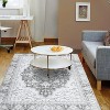 Washable Boho Area Rug, Soft Distressed Print Non-Slip Low Pile Carpet, Foldable Vintage Accent Rug for Living Room, Bedroom, Dining Room - 2 of 4