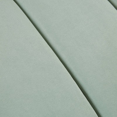 Pistachio Green Velvet Upholstered Channel Bench with Dark Wood Legs