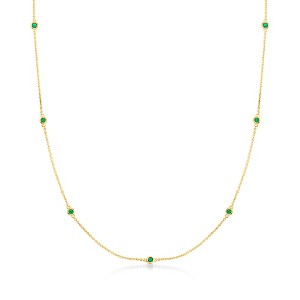 Pure Collection by Ross-Simons 0.20 ct. t.w. Emerald Station Necklace in 14kt Yellow Gold - 1 of 4
