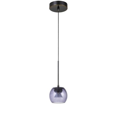 4.5" x 4.5" x 10" LED Dimmable Mini Pendant with Smoked Glass Dark Bronze - Cal Lighting