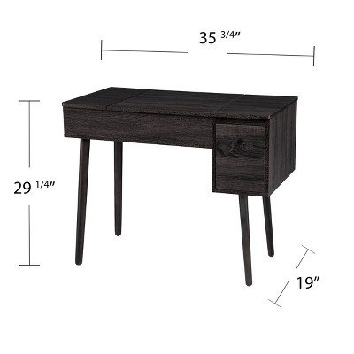 Harzen Sleek Black Vanity Desk with Hidden Storage and Flip-Up Mirror