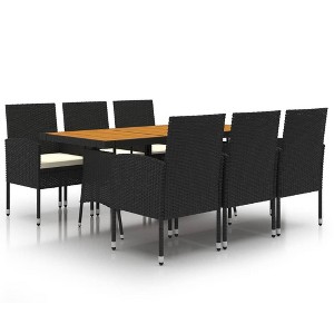 vidaXL Outdoor Dining Set Black PE rattan, steel, solid acacia wood, foam - 1 of 4
