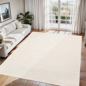 Washable Rug for Living Room, Modern Solid Rug with Non-Slip Backing, Distressed Stain-Resistant Accent Rug for Bedroom & Dining Room, - 1 of 4