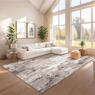 Modern Area Rugs for Living Room Washable Low Pile Thin Soft Rugs for Room Decor Simple Carpet for Office Bedroom