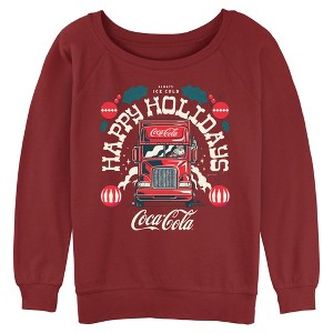 Juniors Womens Coca Cola Always Ice Cold and Happy Holidays Sweatshirt - 1 of 4