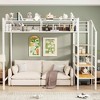 MAYEERTY Twin Size Metal Loft Bed, Upper Grid Storage Shelf Lateral Ladder, Bedroom, Black - 3 of 4