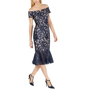 Calvin Klein Womens Lace Off-Shoulder Midi Dress : Target