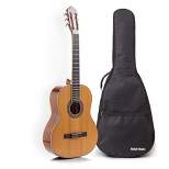 Hola! Music Pre Strung 39" Full Size Classical Guitar with Soft Savarez Nylon Strings and Padded Gig Bag, Natural Gloss Finish