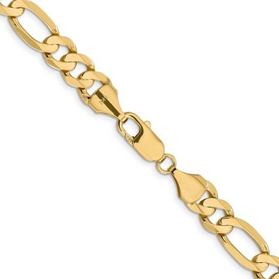 Black Bow Jewelry Men's 8.75mm, 14k Yellow Gold, Concave Figaro Chain Bracelet