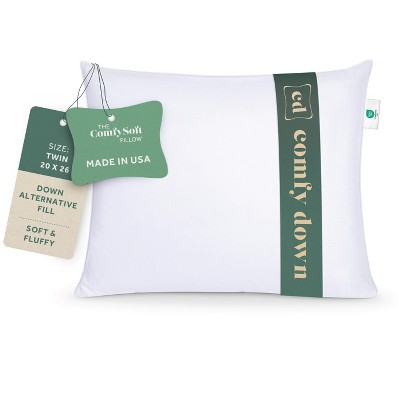 ComfyDown Down Alternative Bed Pillow 300TC Cotton Cover  Made in USA