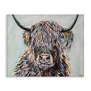 Stupell Industries Country Cattle Wooly Highland Portrait Rainbow Hair Canvas Art - 1 of 4