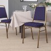 Emma and Oliver Trapezoid Back Banquet Chair, Navy Patterned Fabric/Gold Frame - 2 of 4
