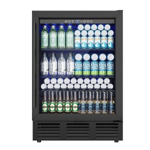 EUHOMY 5 cu. ft./180 Cans Beverage Refrigerator, Fridge Cooler with Glass Door, Adjustable Shelves, Digital Control,Reversible Door - 1 of 4