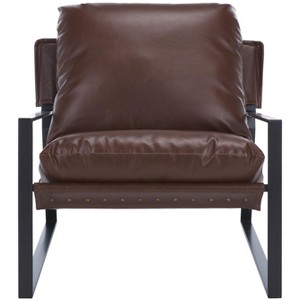 Popham Pillow Top Accent Chair - ACH4520 - Dark Brown/Black - Safavieh - 1 of 4