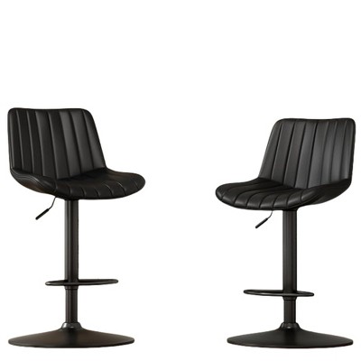 Infurnic Dining Chairs, Modern Upholstered Dining Chairs Set with Adjustable Height Handle, for Kitchen and Dining Room, 2PCS, Black, 17.3"*17.3"*34"
