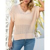Womens V Neck Summer Pullover Sweater Vests Cap Sleeve Tops Casual Loose Fit Lightweight Knit Vest Tops - 4 of 4
