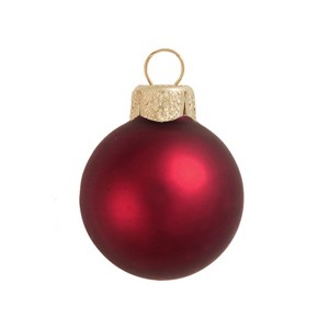 Northlight 8ct Bordeaux Red Matte Glass Christmas Ball Ornaments - 3.25" (80mm) - 1 of 3