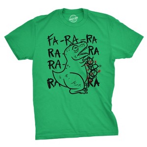 Mens Fa Ra Ra Ra Ra Trex Christmas Lights Funny Holiday Dinosaur T shirt - Crazy Dog Men's T Shirt - 1 of 4
