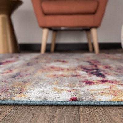 Multi Abstract Watercolor Polypropylene Area Rug 2' x 3'