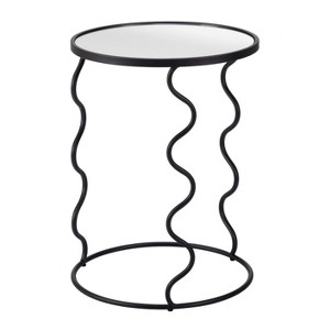 Bastia Side Table Black 24"H – Mirror Glass Round Tabletop With Powder Coated Steel Frame By Zuo Modern - 1 of 4