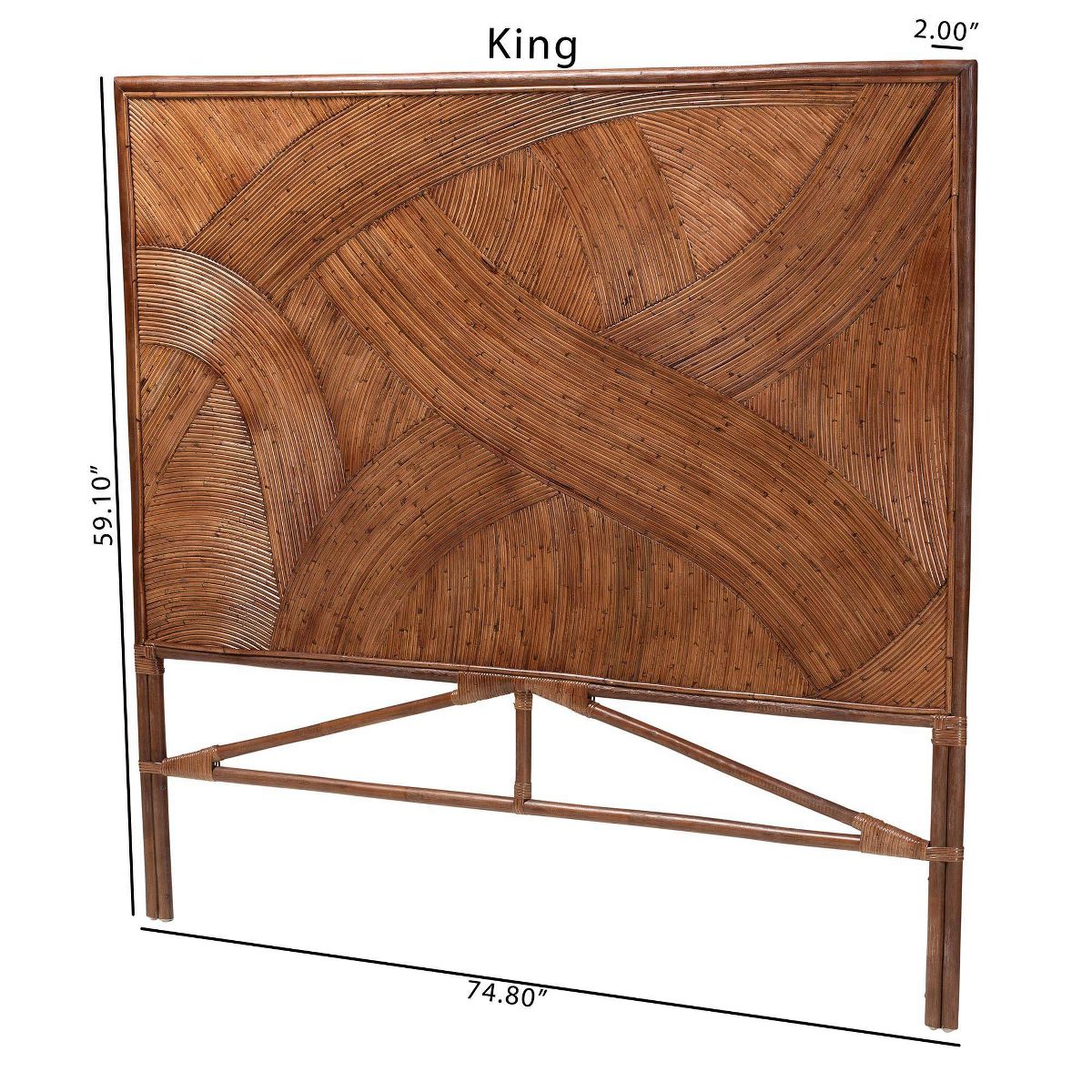 bali & pari King Elettra Rattan Standalone Headboard: Handcrafted, No Assembly, Bohemian Design - thumbnail 8