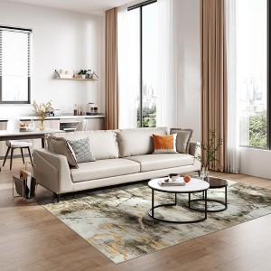 Washable Printed Floor Carpet, Contemporary Area Rugwith Non Slip Backing Low Pile Soft Marble  Foldable Rug for Living Room,Office,Bedroom - 1 of 4