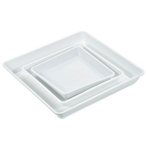 Unique Bargains Indoor Outdoor Plastic Square Flower Drip Tray Plant Pot Saucer 6-in-1 Set - 1 of 4