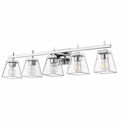 Lauren 39" Chrome 5-Light Vanity with Glass Shades