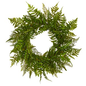 Nearly Natural 24-in Mixed Fern Artificial Wreath - 1 of 1