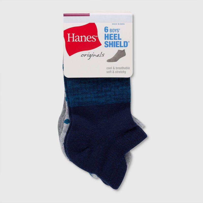 Hanes Boys&#39; Originals 6pk Heel Shield Socks Blue, 3 of 4