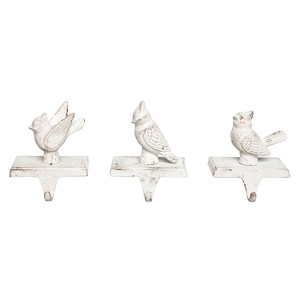 Transpac Iron Winter Bird Stocking Holder Set of 3 Christmas Home Decorations - 1 of 1