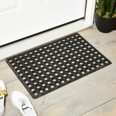 Black Rubber Nonslip Outdoor Welcome Doormat, 23.5 x 15.75 Inches