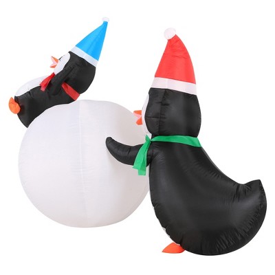 Occasions 6 ft. LED Blue Penguins and Snowball Inflatable