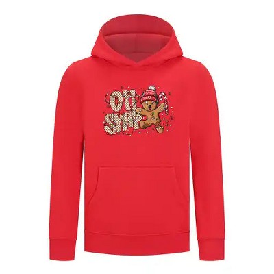 Everyday Kids Christmas Collection Oh Snap Boys Pullover Hoodie – Funny Gingerbread Holiday Sweatshirt
