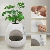 LunaLulinlk white cat litter box set with artificial plants, additional scoop, and replaceable litter box liner - 4 of 4