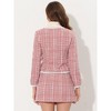 INSPIRE CHIC Women's Outfits Plaid Tweed Short Blazer and Skirt Suit Set 2 Pieces - 3 of 4