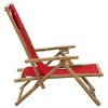 Reclining Relaxing Chair Red Bamboo and Fabric vidaXL - 3 of 4