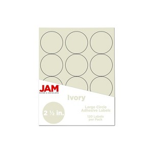 JAM Paper Circle Round Label Sticker Seals 2.5 Inch Diameter Ivory 120/Pack 147628590 - 1 of 4