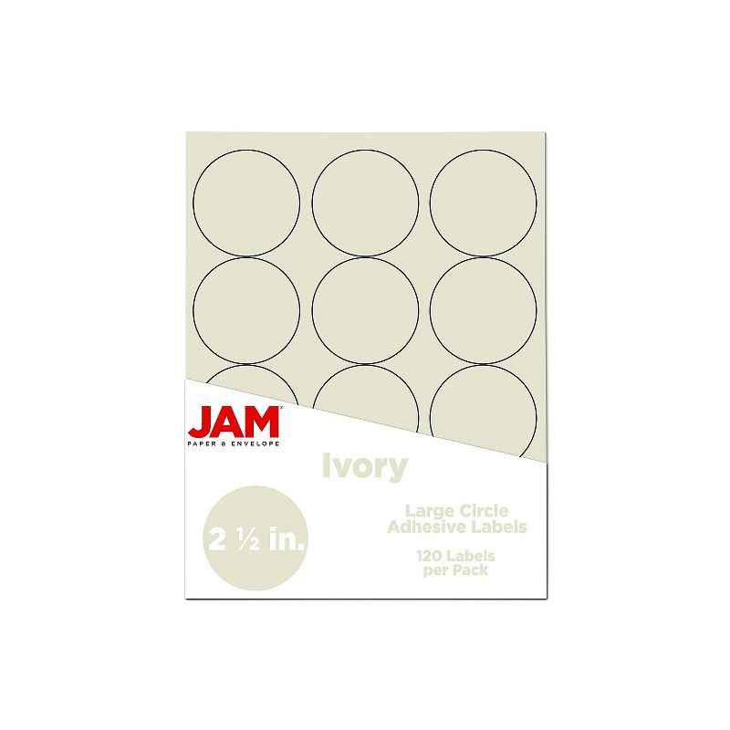 JAM Paper Circle Round Label Sticker Seals 2.5 Inch Diameter Ivory 120/Pack 147628590, 1 of 6