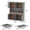 Famapy 61.2"W Gray Storage Cabinet Buffet Hutch Kitchen Pantry Cabinet with Ornate Base Trim: Blend of Elegance and Utility - 3 of 4