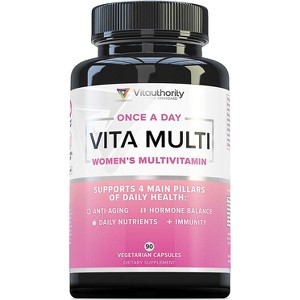 Vita Multi Women's Multivitamin Capsules, Supports Youthful Complexion, Healthy Cortisol and Estrogen Balance with Ashwagandha, Vitauthority, 90ct - 1 of 4