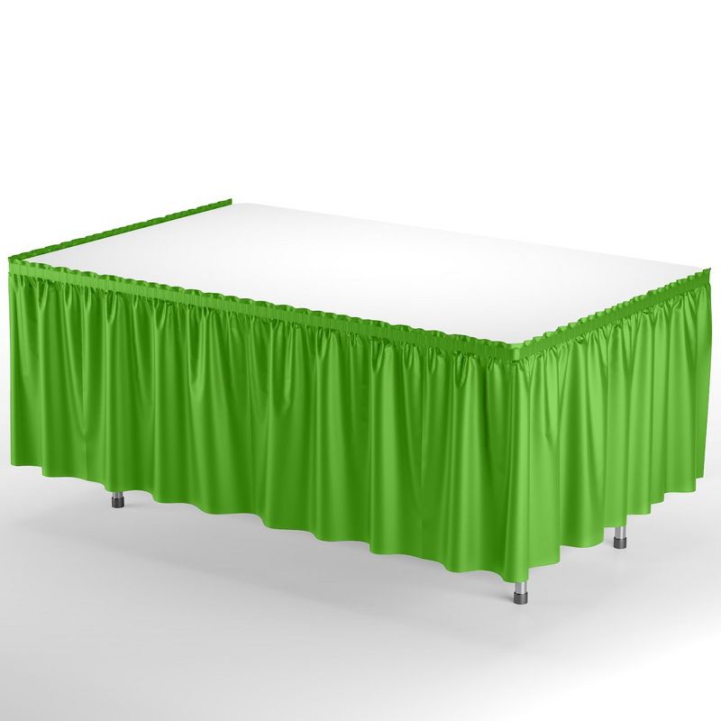 Crown Display 6 pack Disposable Plastic Tableskirts - 29" x 14 Ft ruffled Table Skirt with Adhesive Strip - 6 Count, 2 of 8