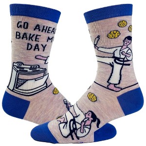 Crazy Dog T-Shirts Women's Go Ahead Bake My Day Socks Funny Karate Baking Cookies Kitchen Novelty Footwear - 1 of 4