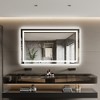 Aluminum Alloy Frameless LED Bathroom Mirror with Dual Light Strips, Adjustable Color Temperature 3000K/4000K/6000K, Anti-Fog, Horizontal/Vertical - 3 of 4
