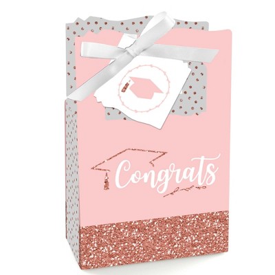 Big Dot of Happiness Rose Gold Grad - Graduation Party Favor Boxes - Set of 12