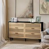 HDZNVF 51.18 inch 6 Drawers Rattan Storage Cabinet Rattan Drawer, Black - 3 of 4